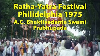 NEW! Ratha-Yatra Festival Philidelphia 1975 with A.C. Bhaktivedanta Swami Prabhupada - AI RESTORED