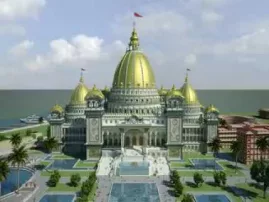 Temple of the Vedic Planetarium simulated 360 temple flyover