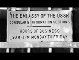 Free the Russian Hare Krishnas -- Russian Embassy Australia -- Traveling Temple -- Black and White