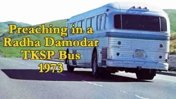Preaching in Radha Damodar TKSP Bus 1973 -- Trying to Get Someone to Join Bus Party -- Atlanta